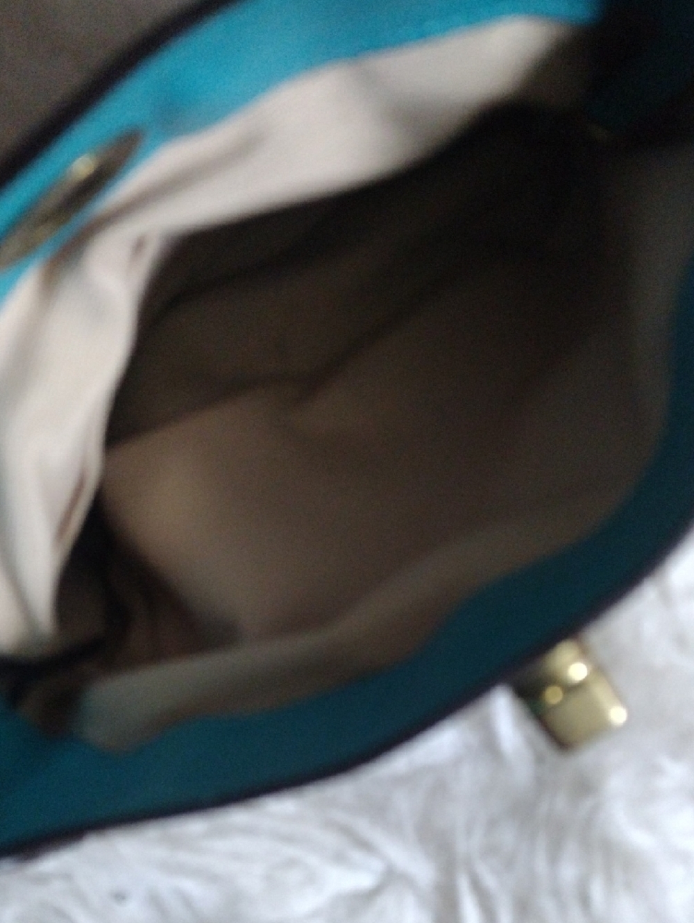 Coach Brown Signature Canvas Wristlet with Turquoise Trim - Picture 4 of 5